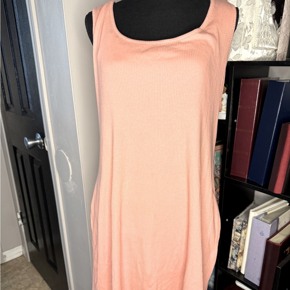 #132.   Salmon plus size bodycon tank midi dress size 3x